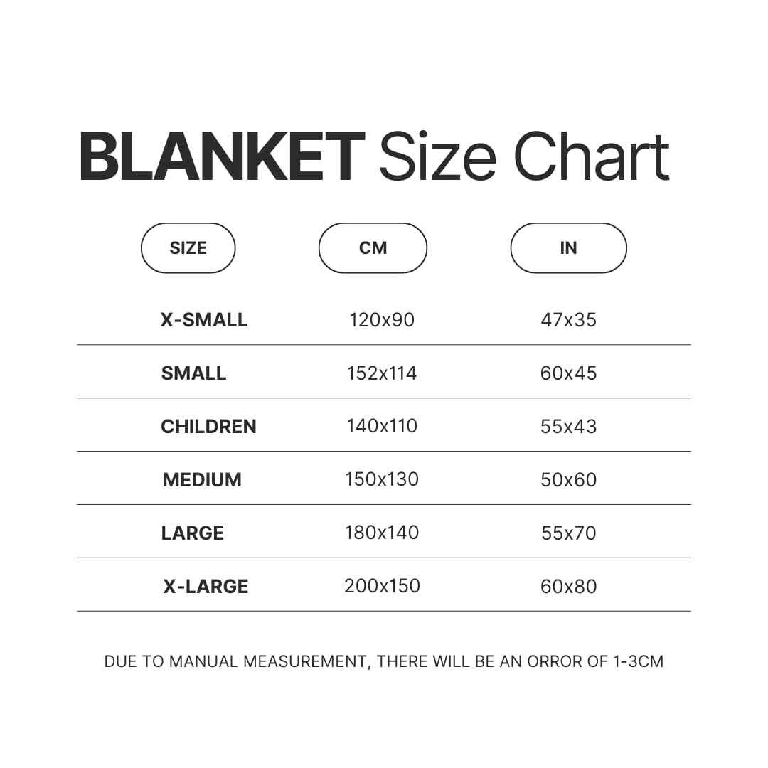Blanket Size Chart - Ryan Trahan Fans