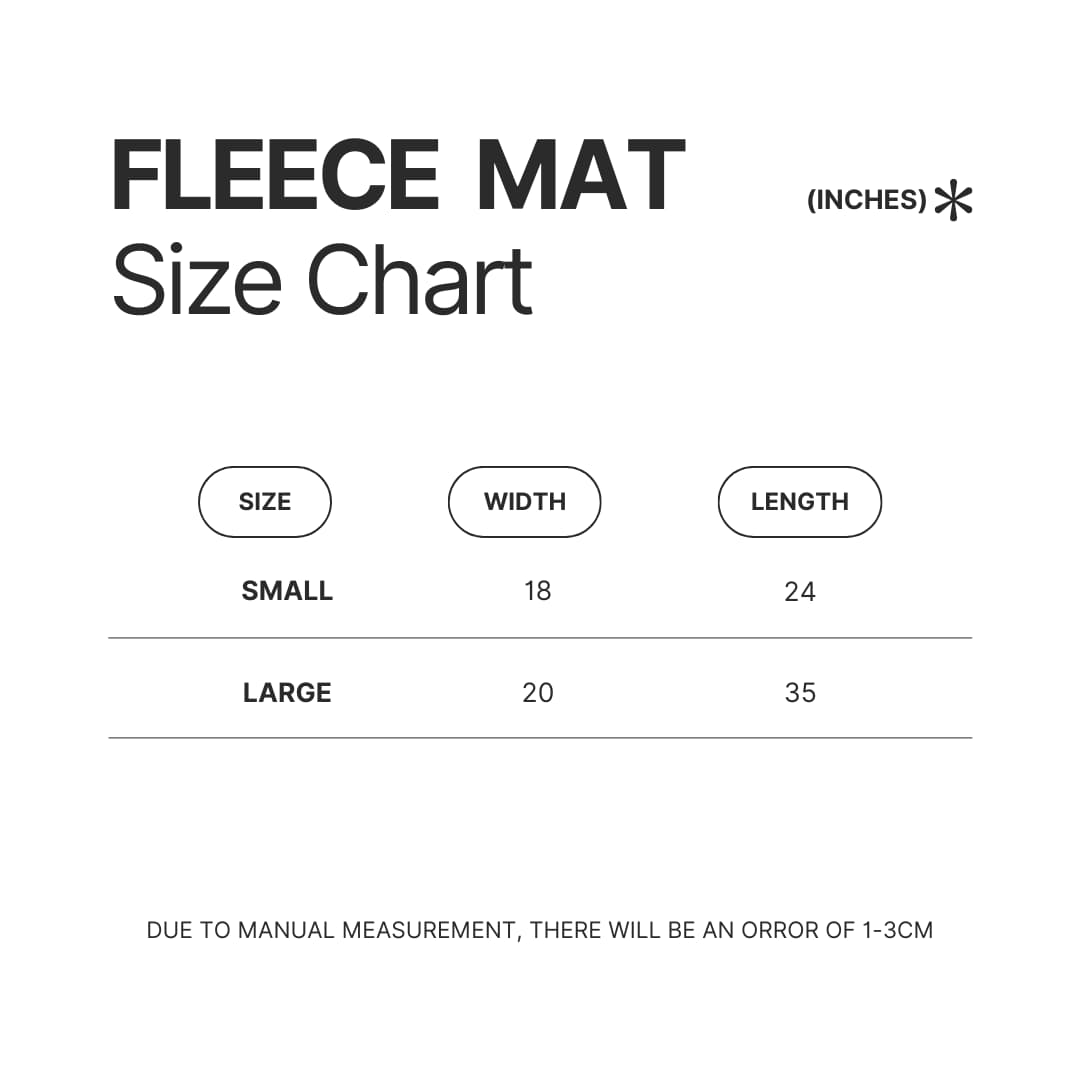 Fleece Mat Size Chart - Ryan Trahan Fans