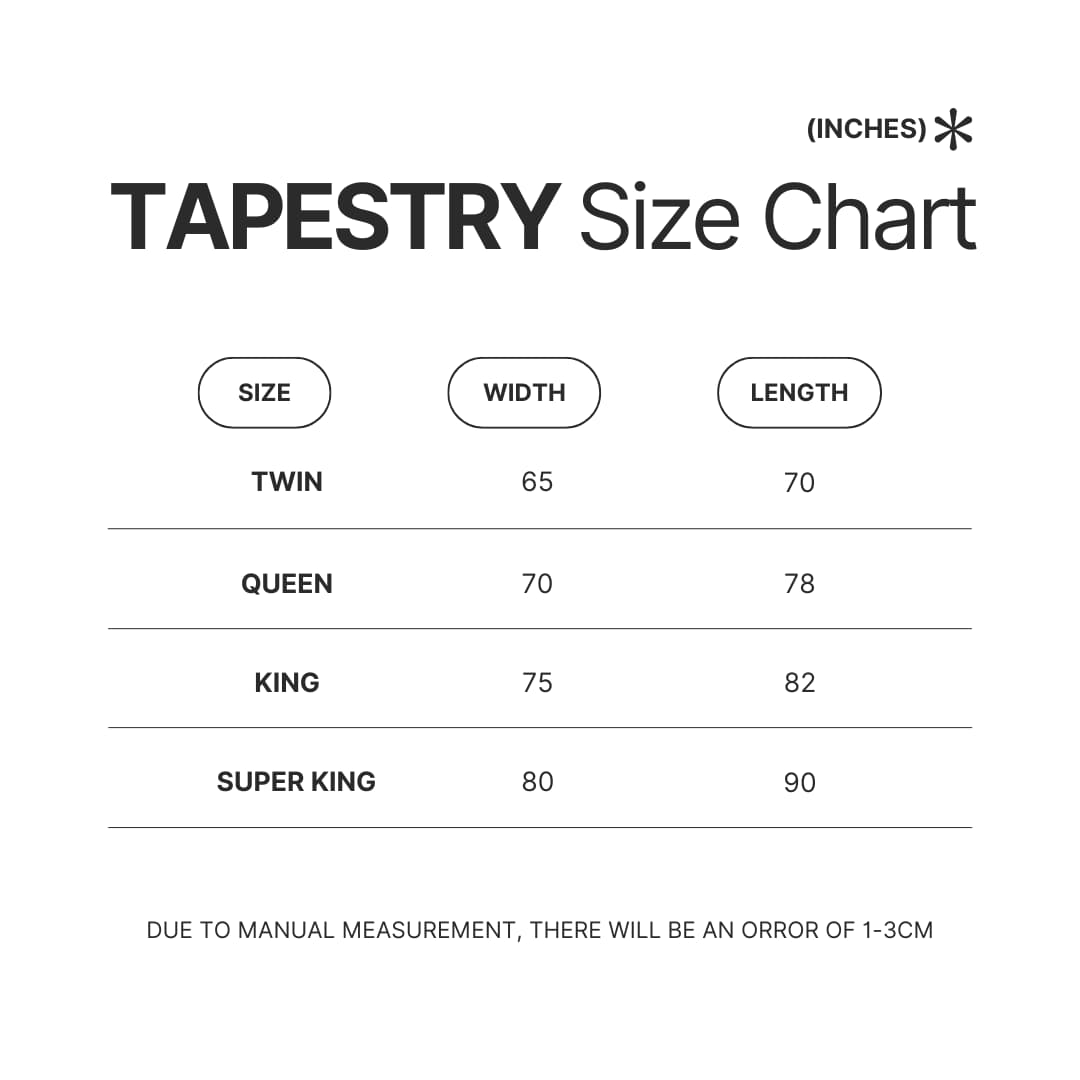 Tapestry Size Chart - Ryan Trahan Fans